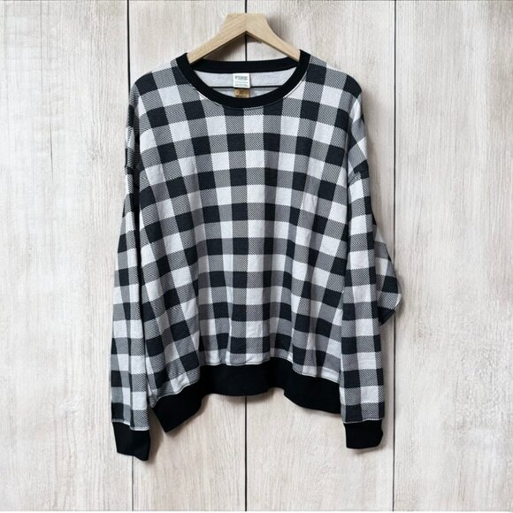 PINK Victoria's Secret Tops - PINK Victoria's Secret Buffalo Plaid Pullover Sweatshirt New With Tags XL, L